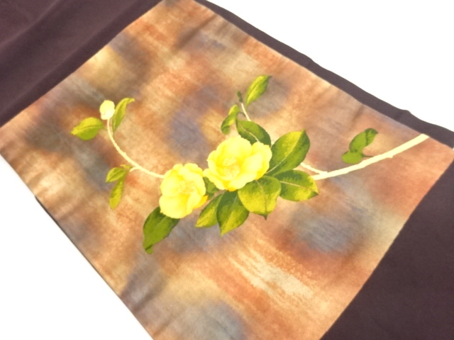 JAPANESE NAGOYA OBI / WOVEN CAMELLIA